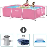 Intex Schwimmbecken mit rechteckigem Rahmen – 220 x 150 x 60 cm – Rosa – im Lieferumfang enthalten Accessoire CB76 - Intex
