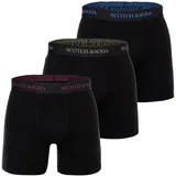 Scotch & Soda Boxershorts Solid Cotton Stretch 3er Pack Schwarz / Mehrfarbig L