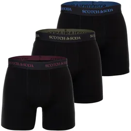 Scotch & Soda Boxershorts Solid Cotton Stretch 3er Pack Schwarz / Mehrfarbig L