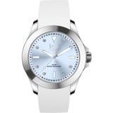 Ice-Watch - ICE steel White pastel blue - Weiße Damenuhr mit Silikonarmband - 020380 (Medium)