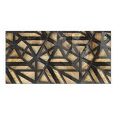 Tulup Bodenplatte Glas 100 x 50 cm Geometrie mit Holz Braun