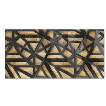 Tulup Bodenplatte Glas 100 x 50 cm Geometrie mit Holz Braun