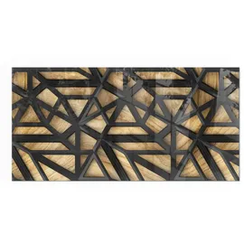 Tulup Bodenplatte Glas 100 x 50 cm Geometrie mit Holz Braun