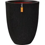 Pflanzkübel elegant niedrig Groove schwarz | 46x58 cm