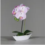 Kunstorchidee 30cm im Kunststoff-Schiffchen künstliche Orchidee, mucPlants lila