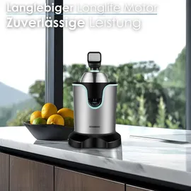 Steinborg Elektrische Zitruspresse 800 Watt Edelstahl Elektrische Saftpresse Entsafter Auto-Start-Stop Zitrus Presse - Silber