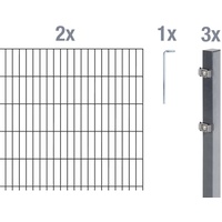 GAH Alberts Doppelstabmattenzaun Set 2 Matten 1,2 x 4 m anthrazit