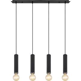 GLOBO Hängelampe 4-flg. 93 cm skandinavisch Holz Metall schwarz nickel