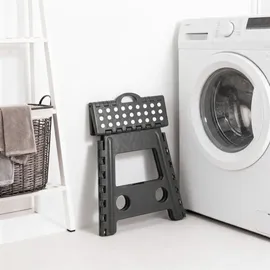 Relaxdays Klapphocker faltbar großer Badhocker grau
