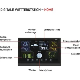EMOS - Funk-Wetterstation mit Außensensor - Touchscreen-Farbdisplay, Thermometer, Hygrometer, Barometer, Wettervorhersage - DCF Funkuhr - 13 Funktionen - inkl. Netzteil, Wand-/Tischhalterung