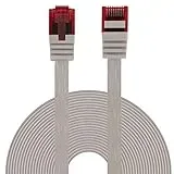 BIGtec Ethernet LAN Kabel 15m flexibles flaches Netzwerkkabel Patchkabel grau flachband Cable Gigabit DSL ISDN Flachbandkabel Verlegekabel RJ45 Stecker
