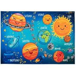 Kinderteppich  Solarsystem , mehrfarbig , Synthetische Fasern , Maße (cm): B: 80 H: 0,5