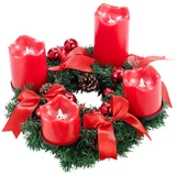 Britesta Adventskranz, rot, 4 rote LED-Kerzen mit bewegter Flamme