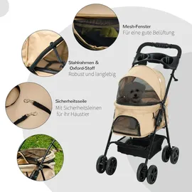 PawHut Hundewagen 1-tlg Khaki 67 x 45 x 96 cm