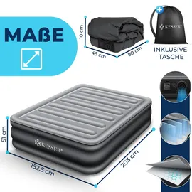 Kesser KESSER® Aufblasbare Matratze Luftbett mit eingebauter elektrischer Pumpe integrierte erhöhte aufblasbare Matratze für Übernachtungsgäste mit Aufbewahrungstasche