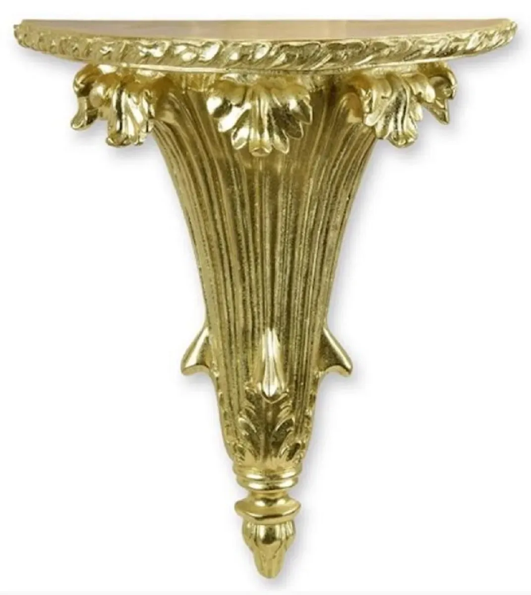 Casa Padrino Barock Kunstharz Wandkonsole Gold 28,6 x 14,3 x H. 33,8 cm - Polyresin Wanddeko Konsole im Barockstil - Barock Deko Accessoires - Barock Möbel - Barock Interior