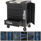 Baumarktplus Werkstattwagen mit 249 tlg. Chrom-vanadium Werkzeug 8 Schubladen 97 x 85 x 46 Werkzeugwagen Werkzeugaufbewahrung in schwarz