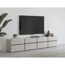 OTTO home Cross Lowboard 225 cm Braun Aluminium/Kunststoff/Metall/Melamin/Holzwerkstoff