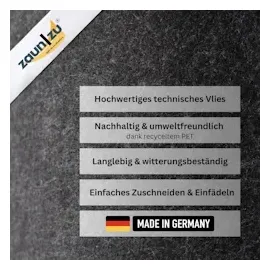 zaun|zu® Sichtschutzstreifen 255 x 15 cm Schwarzgrau Vlies 2 St.