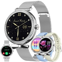 ZPIMY Smartwatch Damen mit Telefonfunktion, 1,2 Zoll Stahl Smart Watch mit Diamant|123 Sport|Menstruationszyklus|SpO2|Schlafmonitor|Sportuhr Aktivitätstracker für Android iOS|Geschenke Damen (Silber)