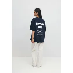 Gina Tricot - Printed oversized tee - t-shirts - Blau - L - Dame - Blau - L