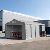 TOOLPORT 5x10 m Zelthalle mit 3m Seitenhöhe pvc Plane 850 n grau wasserdicht Ganzjahreszelt mit Reißverschlusstor