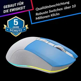Klim Blaze - Wiederaufladbare kabellose RGB Gaming Maus - NEU - Hochpräziser Sensor mit Langer Akkudauer - Einstellbar auf bis zu 10000 DPI - Kabel- und Funk Maus Modus (Weiß)